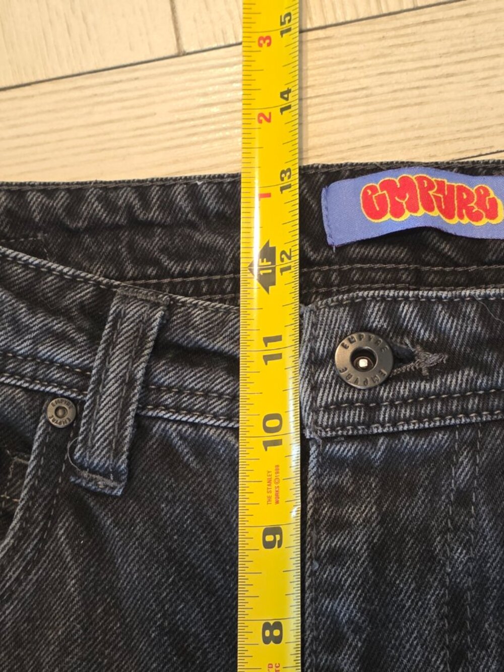 Empyre Relax Loose Fit Black Patch Skater Jeans | Size 28 (mens women unisex) - Picture 5 of 10